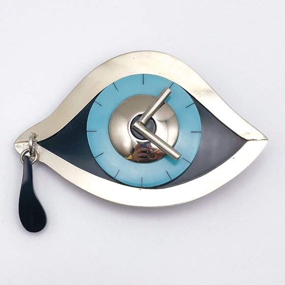 Salvatore Dali Eye Time Blue Rhinestone & Enamel Evil Eye Art Pendant & Necklace - Picture 12 of 13